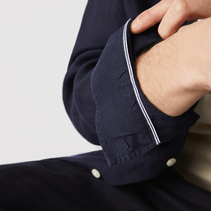 tamnoplava 166 6H4B1650 muškarci Lacoste regular fit lanena košulja