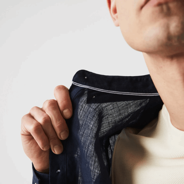 tamnoplava 166 6H4B1650 muškarci Lacoste regular fit lanena košulja