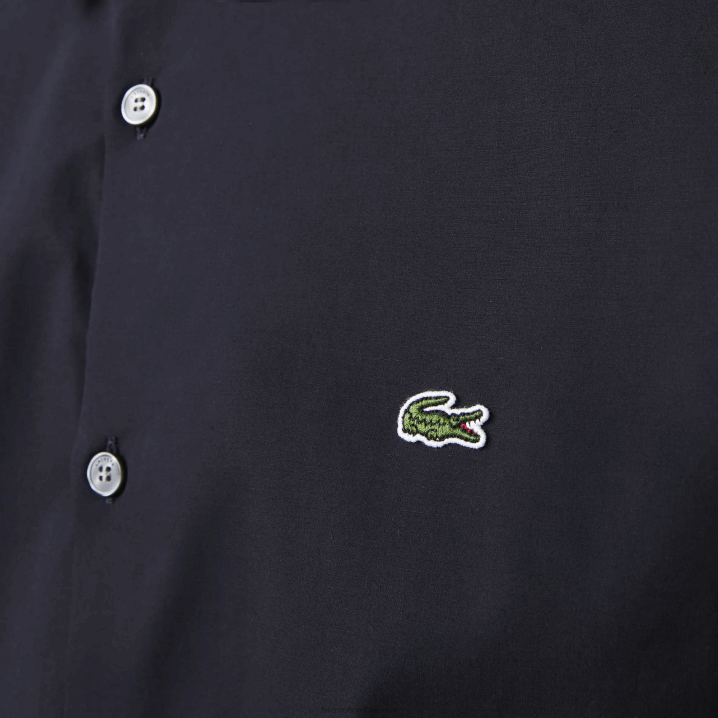 tamnoplava hde 6H4B1487 muškarci Lacoste uska košulja od rastezljivog pamučnog poplina