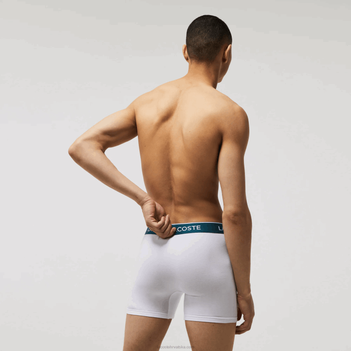 bijela 001 6H4B1405 muškarci Lacoste duge rastezljive pamučne bokserice 3 kom