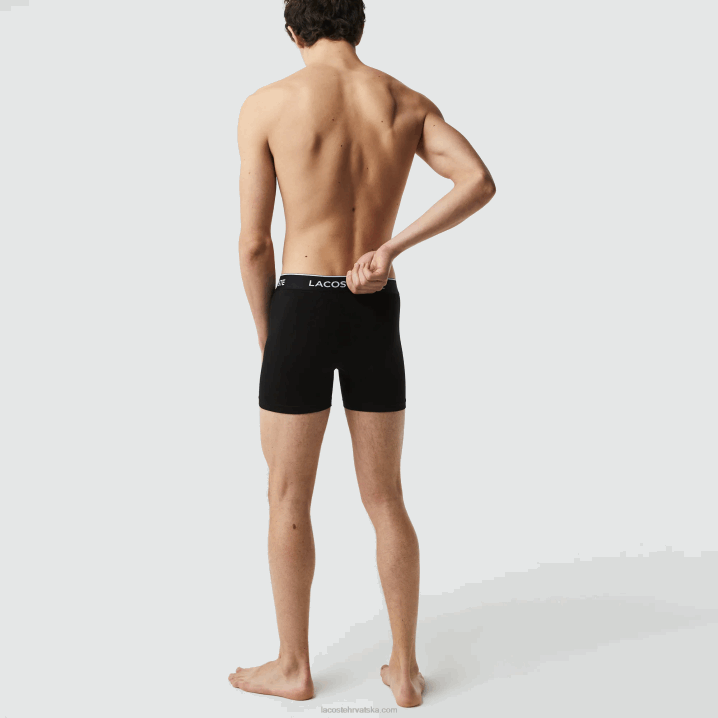 crna 031 6H4B1406 muškarci Lacoste duge rastezljive pamučne bokserice 3 kom