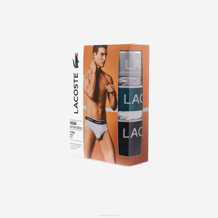 crna bijela siva chine nua 6H4B1422 muškarci Lacoste paket od 3 gaćice za slobodno vrijeme
