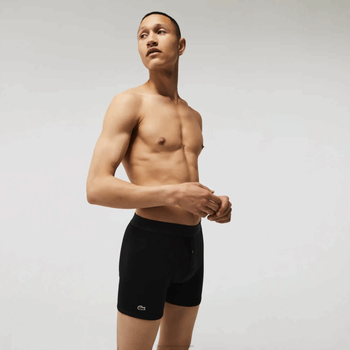 crna siva chine vfu 6H4B1359 muškarci Lacoste Pakiranje od 3 pamučne bokserice s natpisom do struka