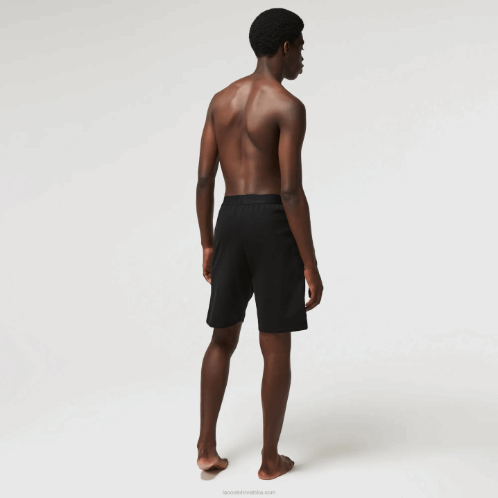 crno bijelo 258 6H4B1513 muškarci Lacoste brendirane kratke hlače od pamučnog flisa za zatvorene prostore