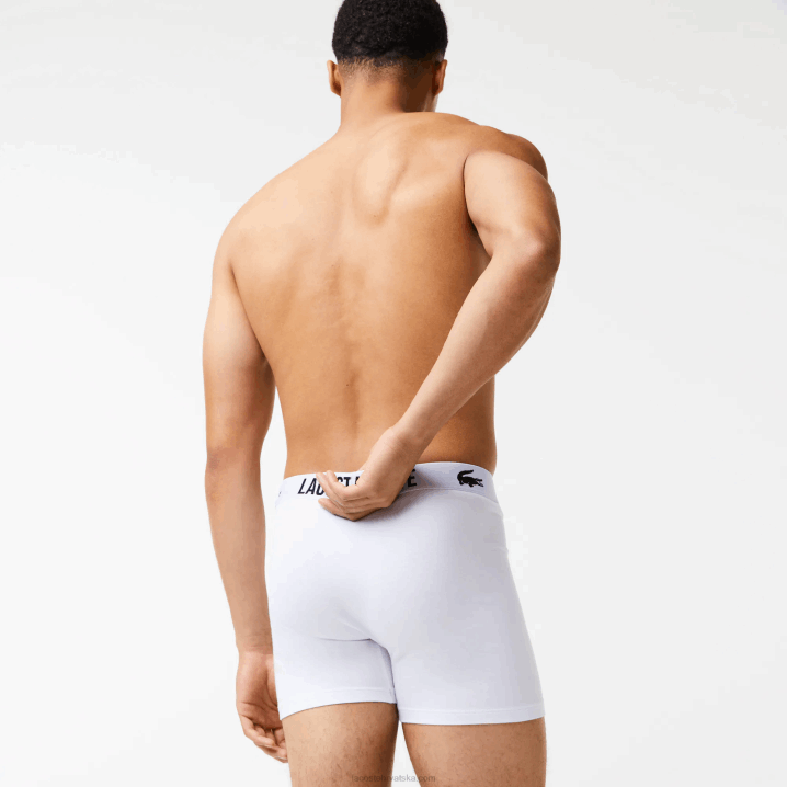 crno crveno bijelo tr2 6H4B1548 muškarci Lacoste brendirane kontrastne krokodilske bokserice 3 kom