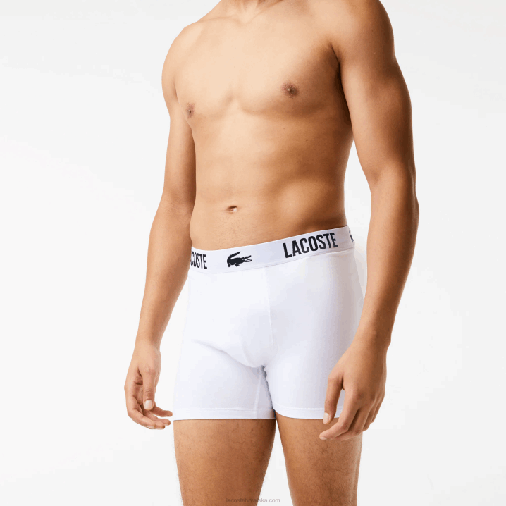 crno crveno bijelo tr2 6H4B1548 muškarci Lacoste brendirane kontrastne krokodilske bokserice 3 kom