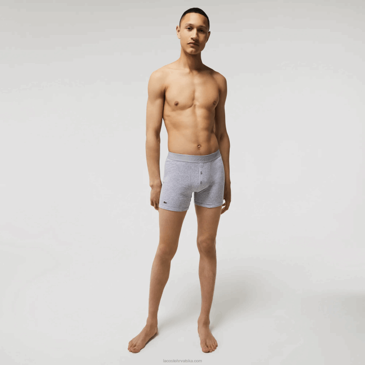 crvena siva kineska mornarsko plava w46 6H4B1357 muškarci Lacoste Pakiranje od 3 pamučne bokserice s natpisom do struka