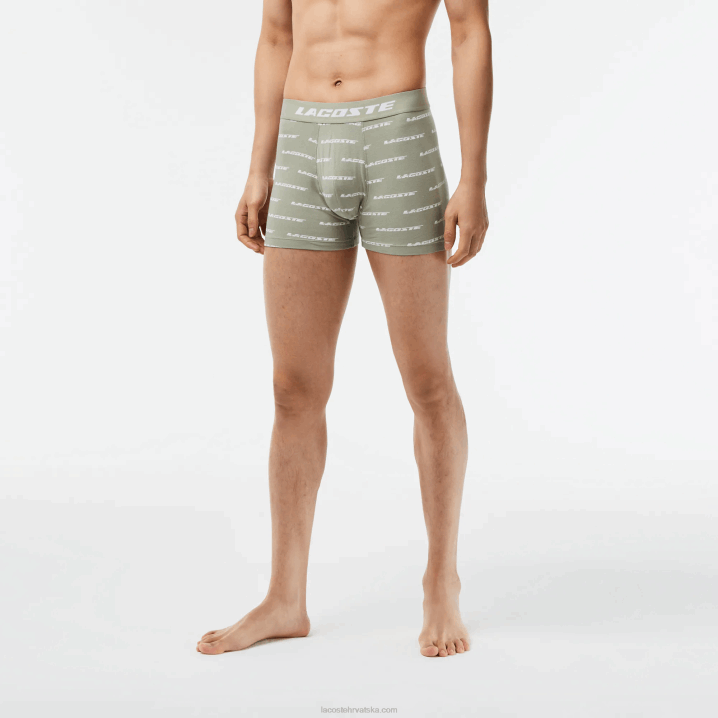 kaki zelena siva kineska gc9 6H4B447 muškarci Lacoste Paket od 3 boksačice s logotipom