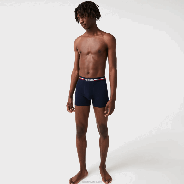 mornarsko plava bijela 525 6H4B1424 muškarci Lacoste bokserice od dugog rastezljivog pamučnog dresa 3 kom