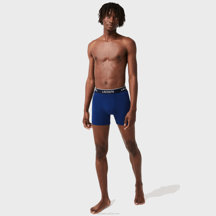 mornarsko plava crvena mornarsko plava w64 6H4B1404 muškarci Lacoste duge rastezljive pamučne bokserice 3 kom