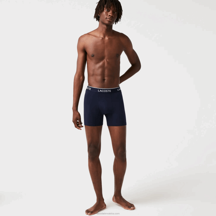 mornarsko plava crvena mornarsko plava w64 6H4B1404 muškarci Lacoste duge rastezljive pamučne bokserice 3 kom