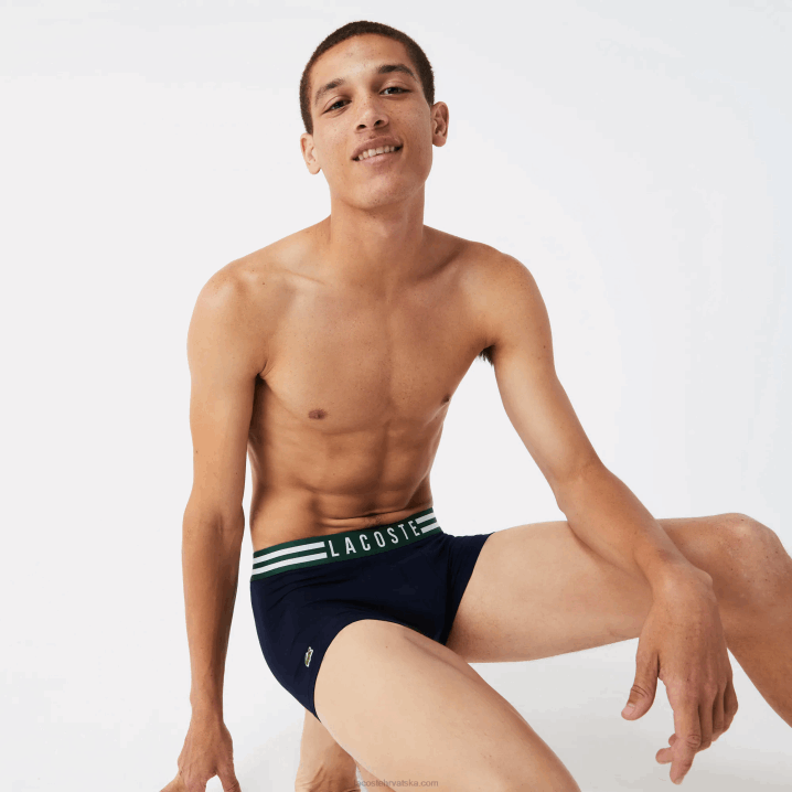 siva chine bijela tamnoplava tya 6H4B1396 muškarci Lacoste prugasti pojas od rastezljivog pamuka, pakiranje od 3 komada