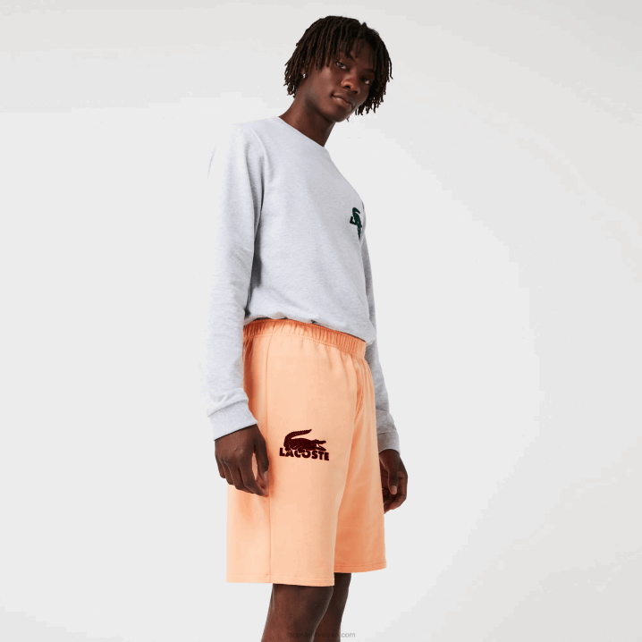 svijetlonarančasta bordo rz6 6H4B1482 muškarci Lacoste velur krokodilske pamučne kratke hlače od flisa