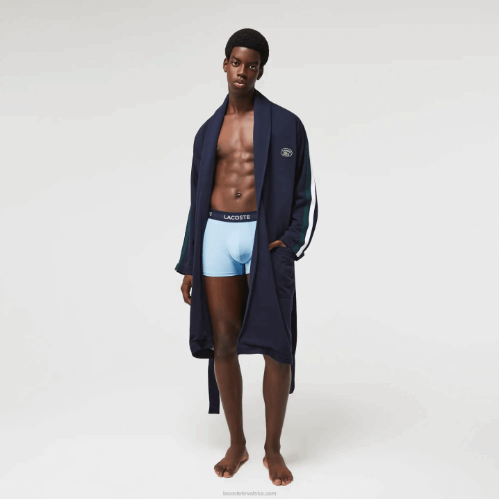 tamnoplava 166 6H4B1401 muškarci Lacoste pamučni ogrtač s teksturom nadahnut sportom