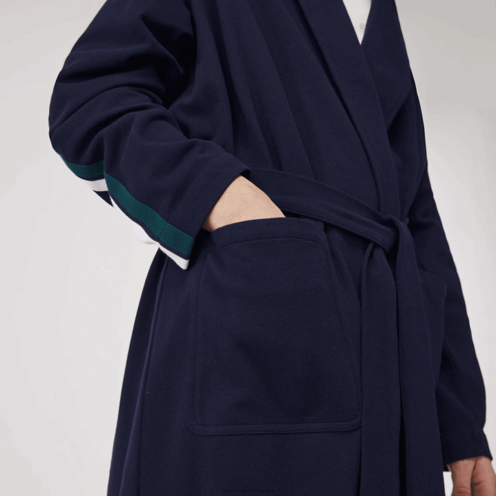 tamnoplava 166 6H4B1401 muškarci Lacoste pamučni ogrtač s teksturom nadahnut sportom