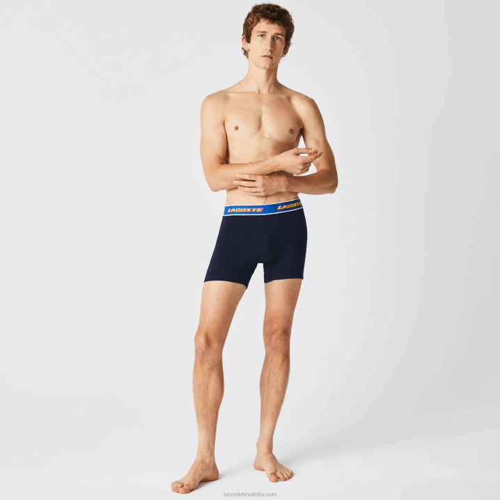 tamnoplava crvena bijela plava lnz 6H4B1565 muškarci Lacoste bokserice kontrastnog struka pakiranje od 3 komada