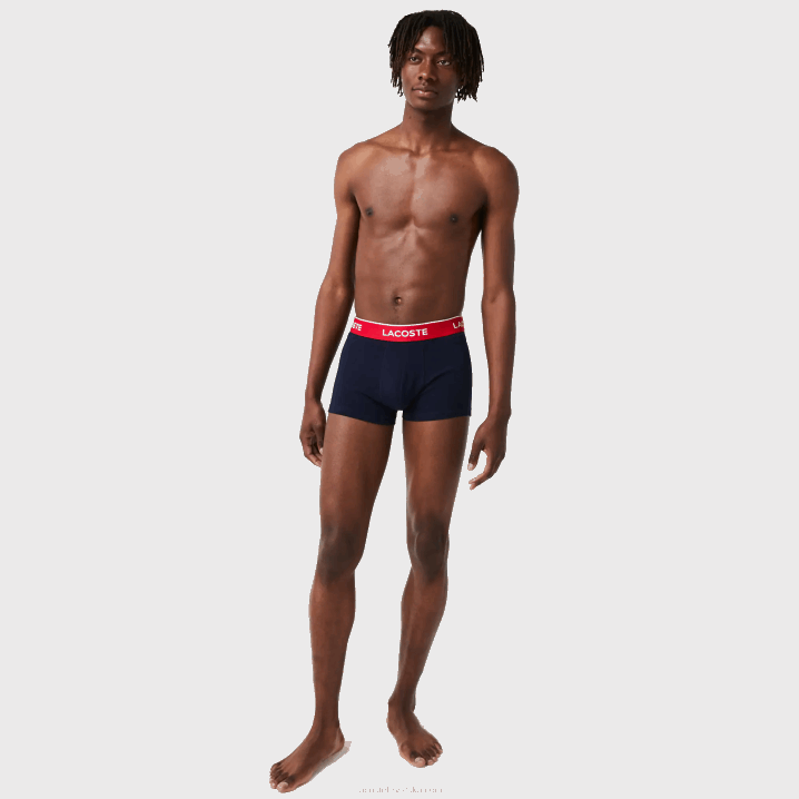 zelena crvena tamnoplava hy0 6H4B1455 muškarci Lacoste paket od 3 tamnoplave ležerne bokserice s kontrastnim pojasom