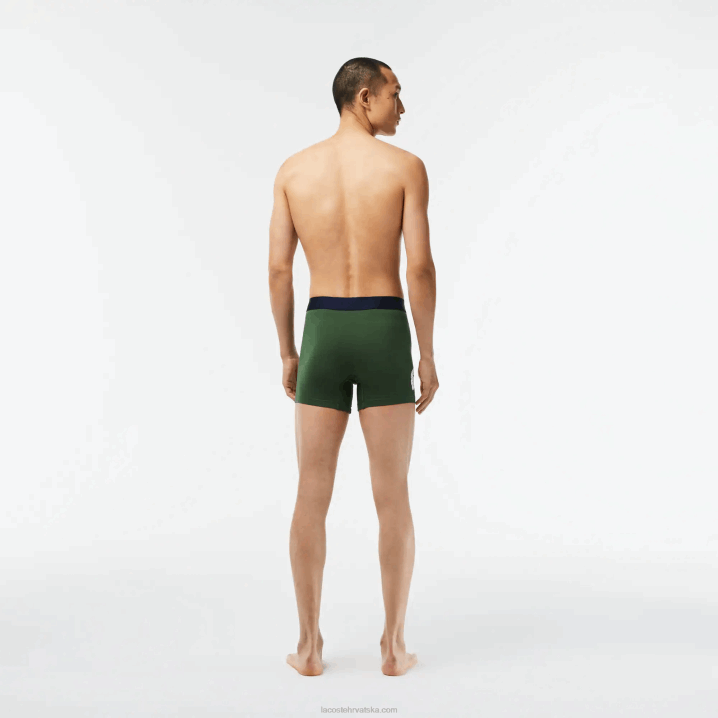 zelena tamnoplava bijela p52 6H4B1368 muškarci Lacoste duge rastezljive pamučne bokserice krokodilskog struka 3 kom