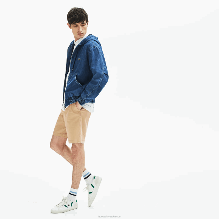 bež 02s 6H4B1620 muškarci Lacoste bermude od pamučnog gabardina regularnog kroja