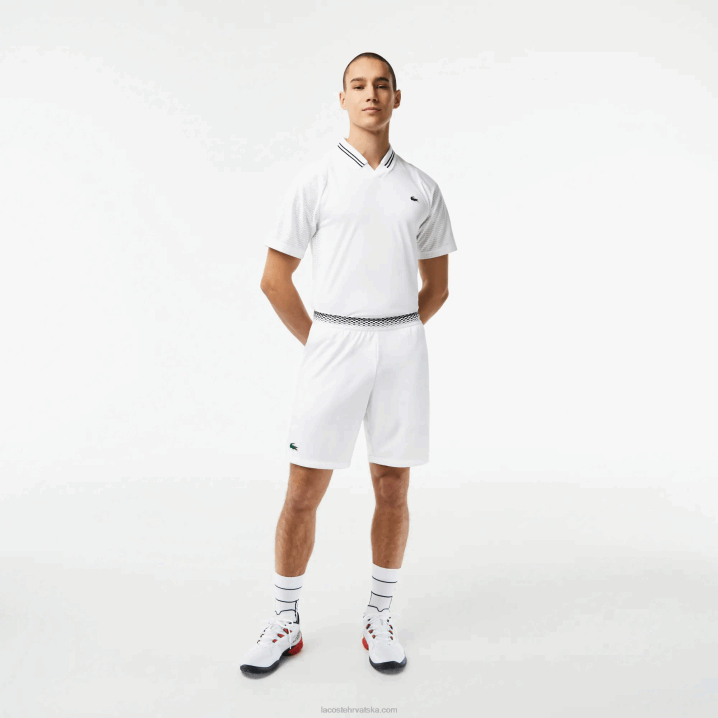 bijela 001 6H4B428 muškarci Lacoste tenis x daniil medvedev mrežaste kratke hlače