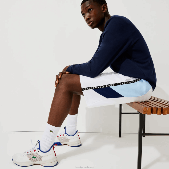 bijelo plava vl3 6H4B1602 muškarci Lacoste vrpce s slovima flis bermude