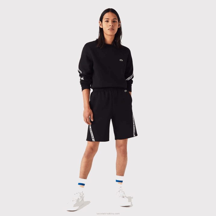 crna 031 6H4B1497 muškarci Lacoste kratke hlače od brušenog flisa s otisnutim trakama