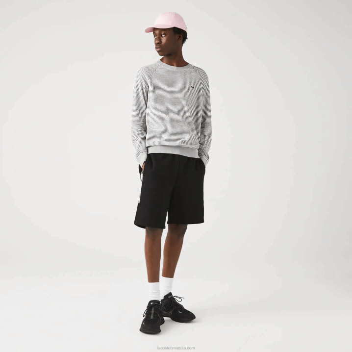 crna 031 6H4B1540 muškarci Lacoste kratke hlače od mješavine pamučnog flisa s markiranim trakama
