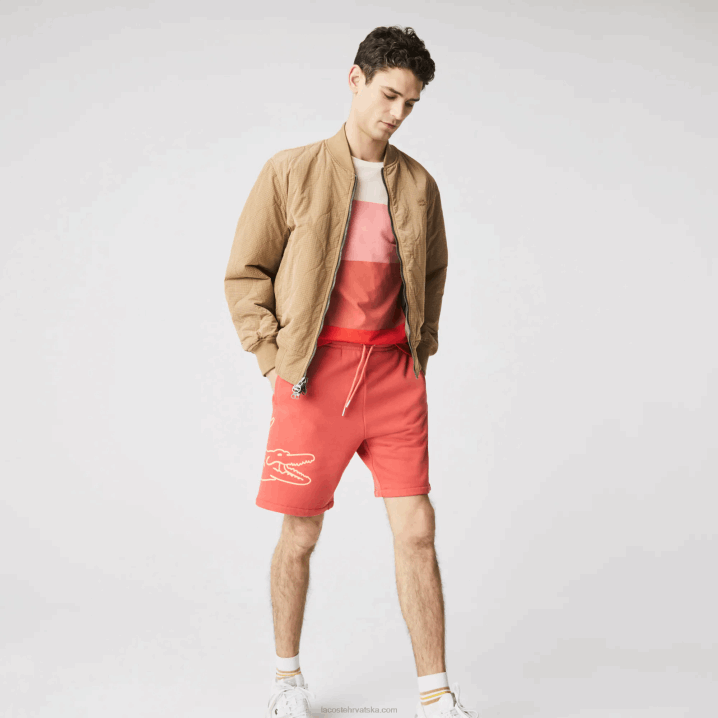 crvena 67g 6H4B1608 muškarci Lacoste kratke hlače od flisa s uzorkom krokodila