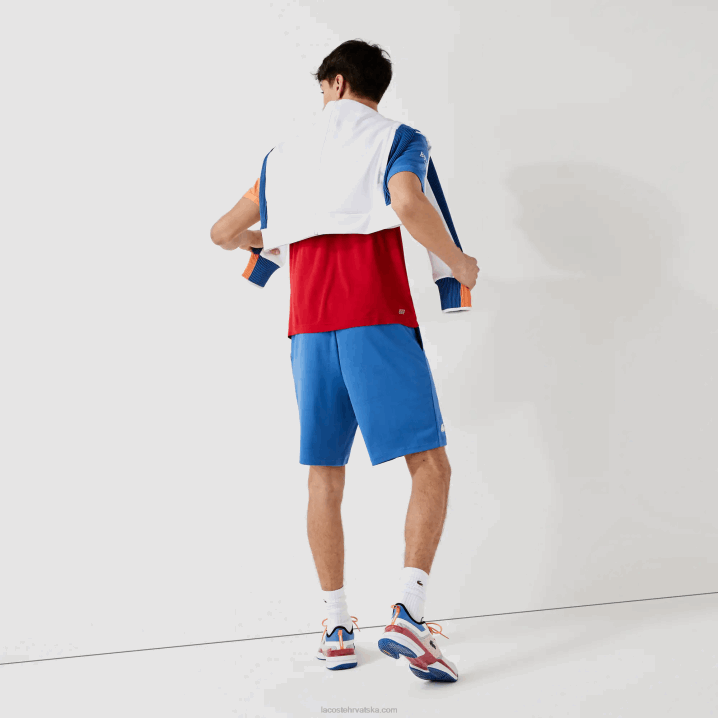 plava crna bijela x0b 6H4B1564 muškarci Lacoste sportske jacquard hlače s elastičnim strukom u kontrastu