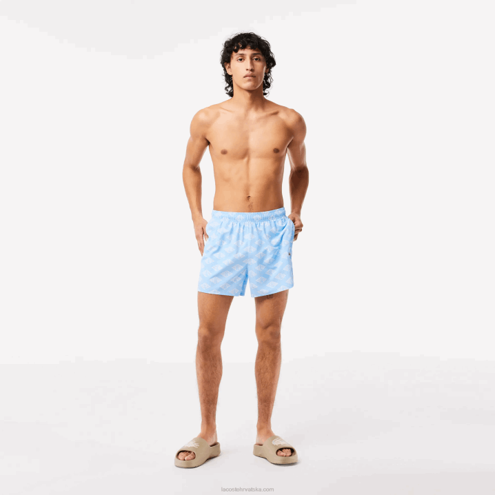 plavo bijelo fv2 6H4B529 muškarci Lacoste kupaće hlače s dvobojnim ispisom monograma