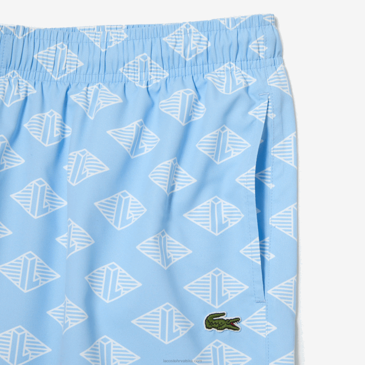 plavo bijelo fv2 6H4B529 muškarci Lacoste kupaće hlače s dvobojnim ispisom monograma