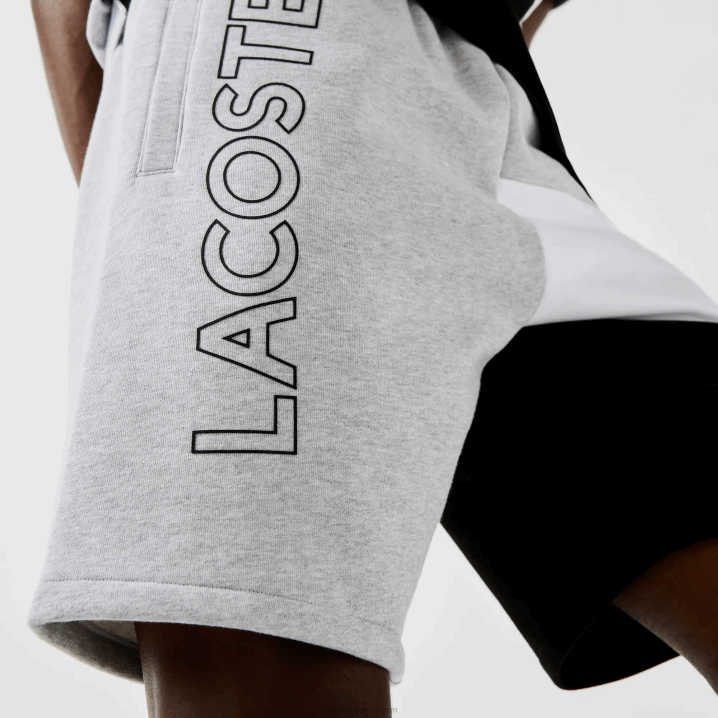 siva chine bijela crna p0f 6H4B1559 muškarci Lacoste colorblock flis bermude s slovima