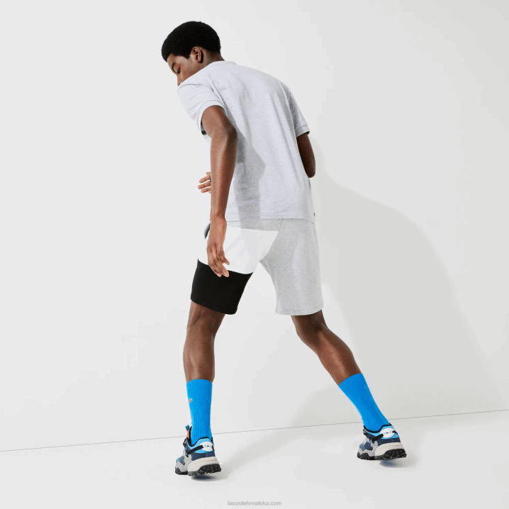 siva chine bijela crna p0f 6H4B1559 muškarci Lacoste colorblock flis bermude s slovima