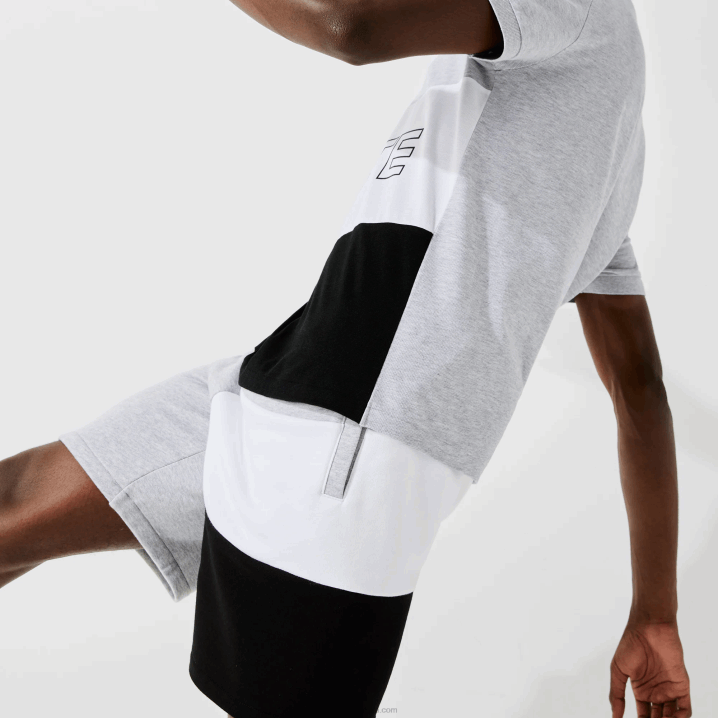 siva chine bijela crna p0f 6H4B1559 muškarci Lacoste colorblock flis bermude s slovima