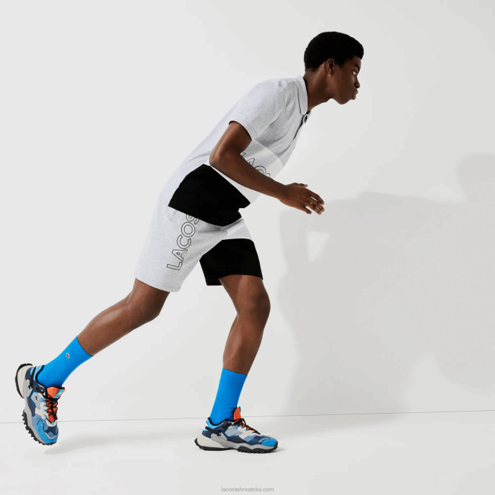 siva chine bijela crna p0f 6H4B1559 muškarci Lacoste colorblock flis bermude s slovima