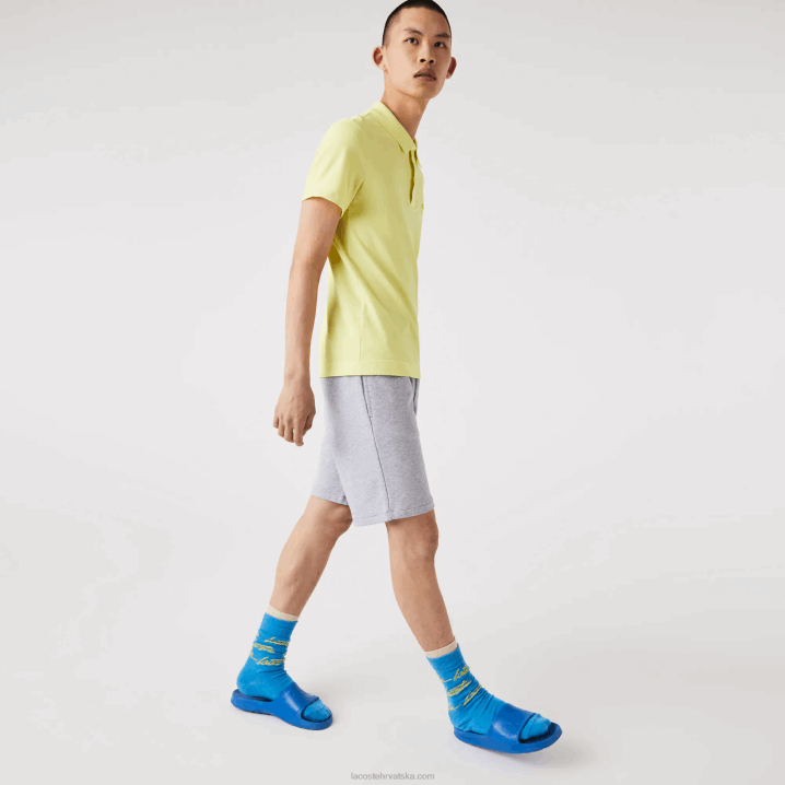 sivi chine cca 6H4B1418 muškarci Lacoste prevelike kratke hlače od flisa od organskog pamuka s printom krokodila