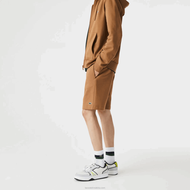 smeđa z0w 6H4B1397 muškarci Lacoste kratke hlače od flisa od organskog brušenog pamuka