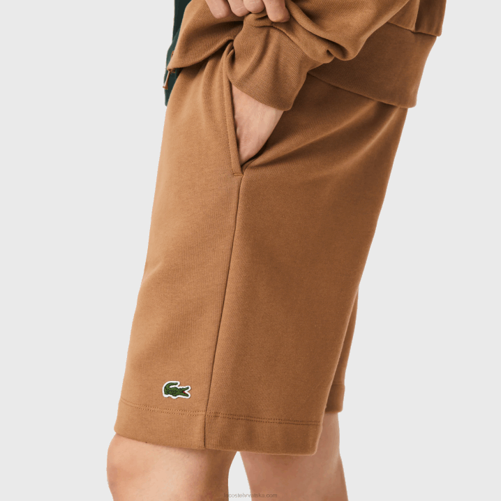 smeđa z0w 6H4B1397 muškarci Lacoste kratke hlače od flisa od organskog brušenog pamuka