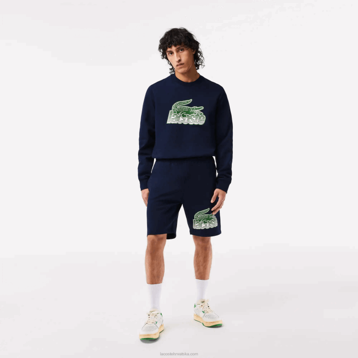 tamnoplava 166 6H4B430 muškarci Lacoste kratke hlače od nečešljanog pamučnog flisa