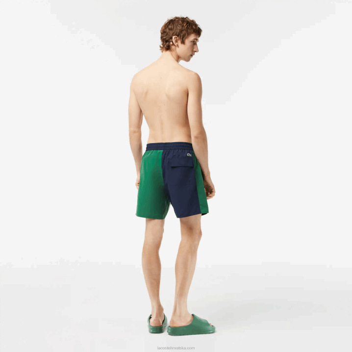 tamnoplava zelena bijela ast 6H4B520 muškarci Lacoste kupaće gaće od recikliranog poliestera colorblock