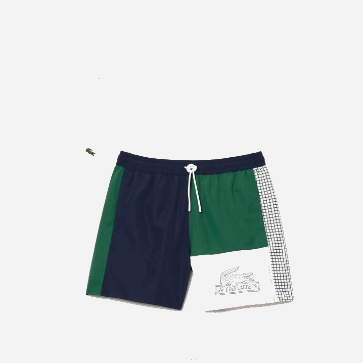 tamnoplava zelena bijela ast 6H4B520 muškarci Lacoste kupaće gaće od recikliranog poliestera colorblock