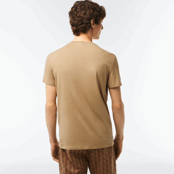 bež cb8 6H4B57 muškarci Lacoste majica kratkih rukava od pima pamučnog jerseya s okruglim izrezom