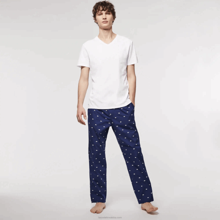 bijela 001 6H4B1335 muškarci Lacoste pamučna salonska majica s v-izrezom 3 kom