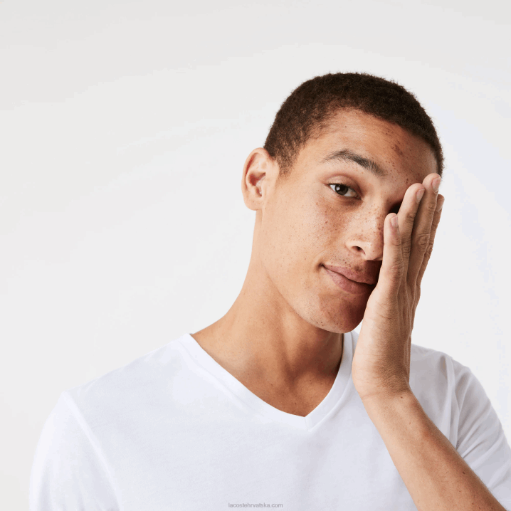 bijela 001 6H4B1345 muškarci Lacoste 3 paketa običnih majica