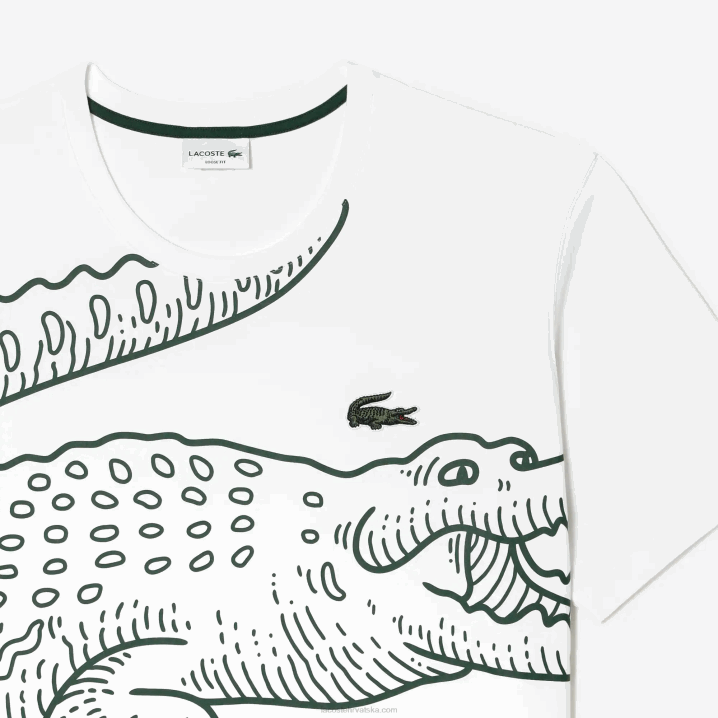 bijela 001 6H4B136 muškarci Lacoste pamučna majica širokog kroja - velika veličina - visoka