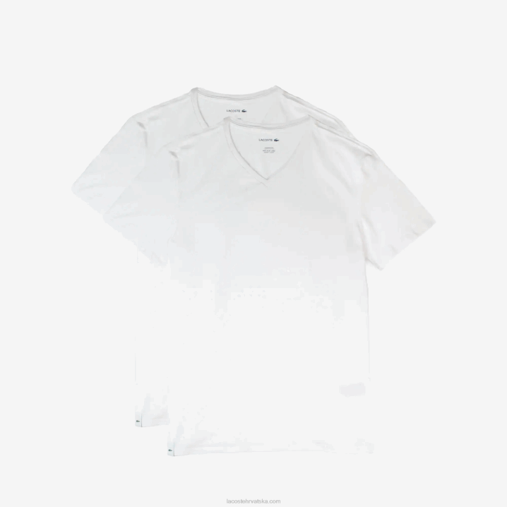 bijela 001 6H4B1623 muškarci Lacoste pamučna salonska majica s v-izrezom 2 kom