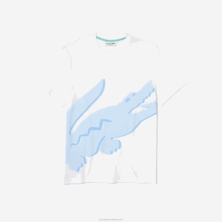 bijela 001 6H4B637 muškarci Lacoste majica kratkih rukava s okruglim izrezom i krokodilskim uzorkom od rastezljivog organskog pamuka