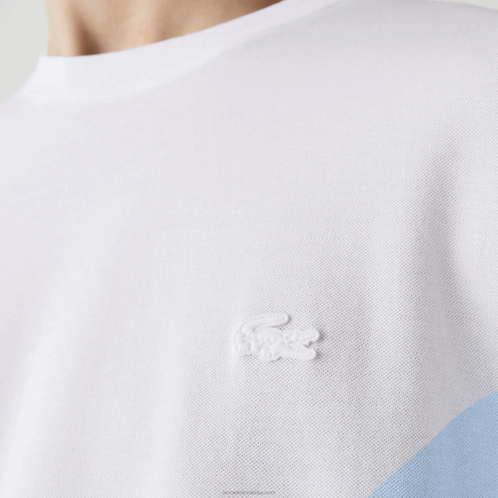 bijela 001 6H4B637 muškarci Lacoste majica kratkih rukava s okruglim izrezom i krokodilskim uzorkom od rastezljivog organskog pamuka