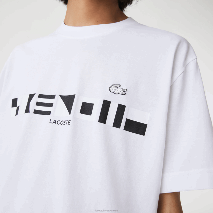 bijela 001 6H4B661 muškarci Lacoste majica s printom opuštenog kroja
