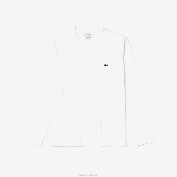 bijela 001 6H4B675 muškarci Lacoste lagana majica kratkih rukava od pamučnog žerseja s v-izrezom